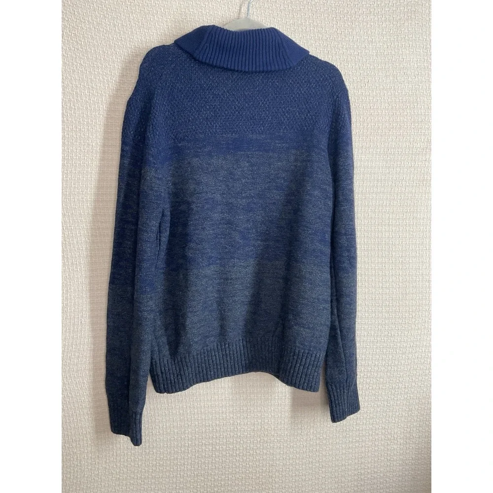 Banana Republic Sweater Men XL Navy Blue Merino Wool Blend Shawl Collar Menscorp